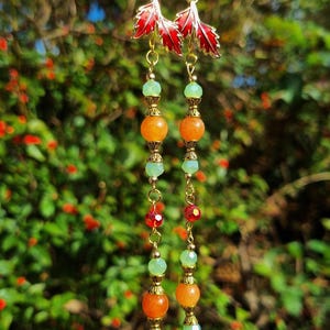 Autumn leaf gemstone eyeglass chain, handcrafted glasses chain, fantasy glasses chain, fairy glasses holder, witchy gifts