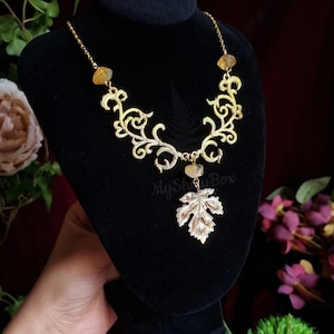 ORLA citrine necklace witchy crystal pendant chocker necklace, whimsical fancy fairy grunge elven crystal quartz necklace