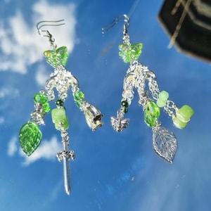 Grüne Fee Ohrringe, Fairycore Ohrringe, Cottagecore Ohrringe, Fantasy Schmuck, Geschenk für Sie