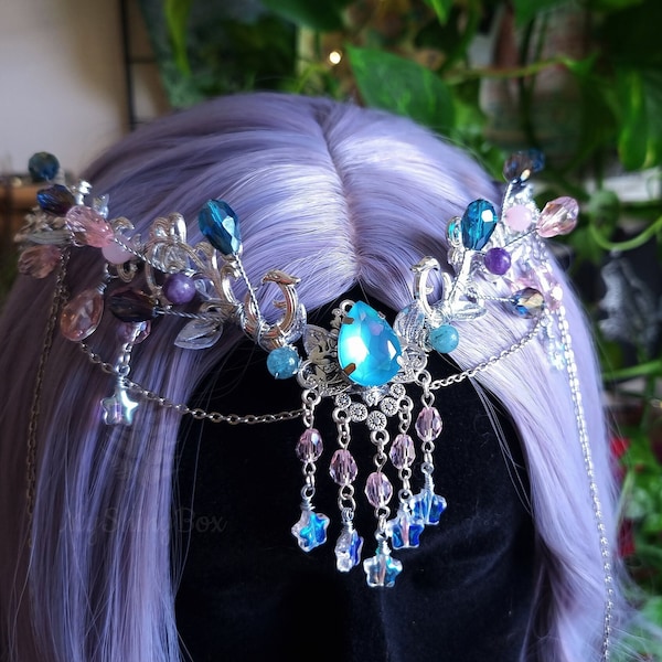 Celestial Fairy circlet, Artisan Elven Tiara, Elf Headpiece, Fairy Costume Circlet, Fantasy Wedding Crown, Fairy Tiara