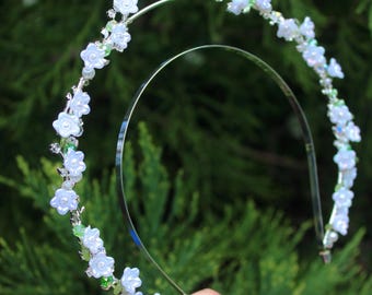 Tiara de noiva Lily Fairy, acessório de cabelo floral branco para casamento, coroa de pérolas estilo bosque