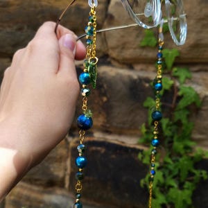 Blueberry glasses chain, Blue Woodland eyeglass chain, Green Leaf fantasy eyewear accessory