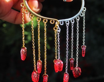 Brincos de folha de outono, brincos pendurados de fada, brincos pendurados sem piercing, brincos de elfo