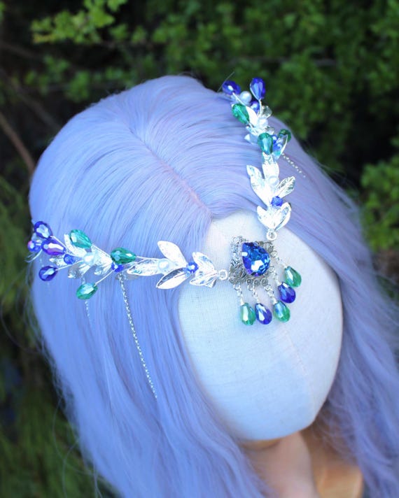 Blue Water Element Tiara, Mermaid Crystal Crown, Fantasy  display picture 2