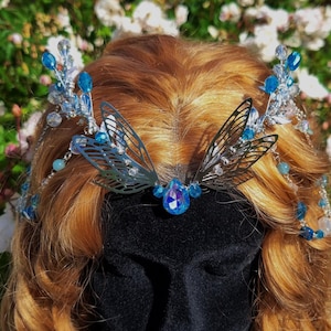 Blue fairy tiara - Elf Headpiece - Fairy Costume Circlet - Fantasy Wedding Crown - Handcrafted fantasy crown