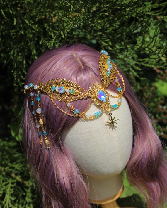 Stunning Ethereal Crystal Fairy Bridal Headband Lavender Butterfly Wedding Crown With Pearl Vine – Fairy  main image 2