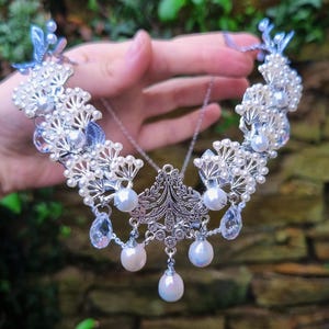 Elven tiara with pearls in Gold or Silver, Elf Headpiece, Fairy Costume Circlet, Fantasy Wedding Crown, Woodland Hair piece