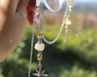 Cosmic Citrine eyeglass chain, Celestial glasses chain, Witchy gemstone cord