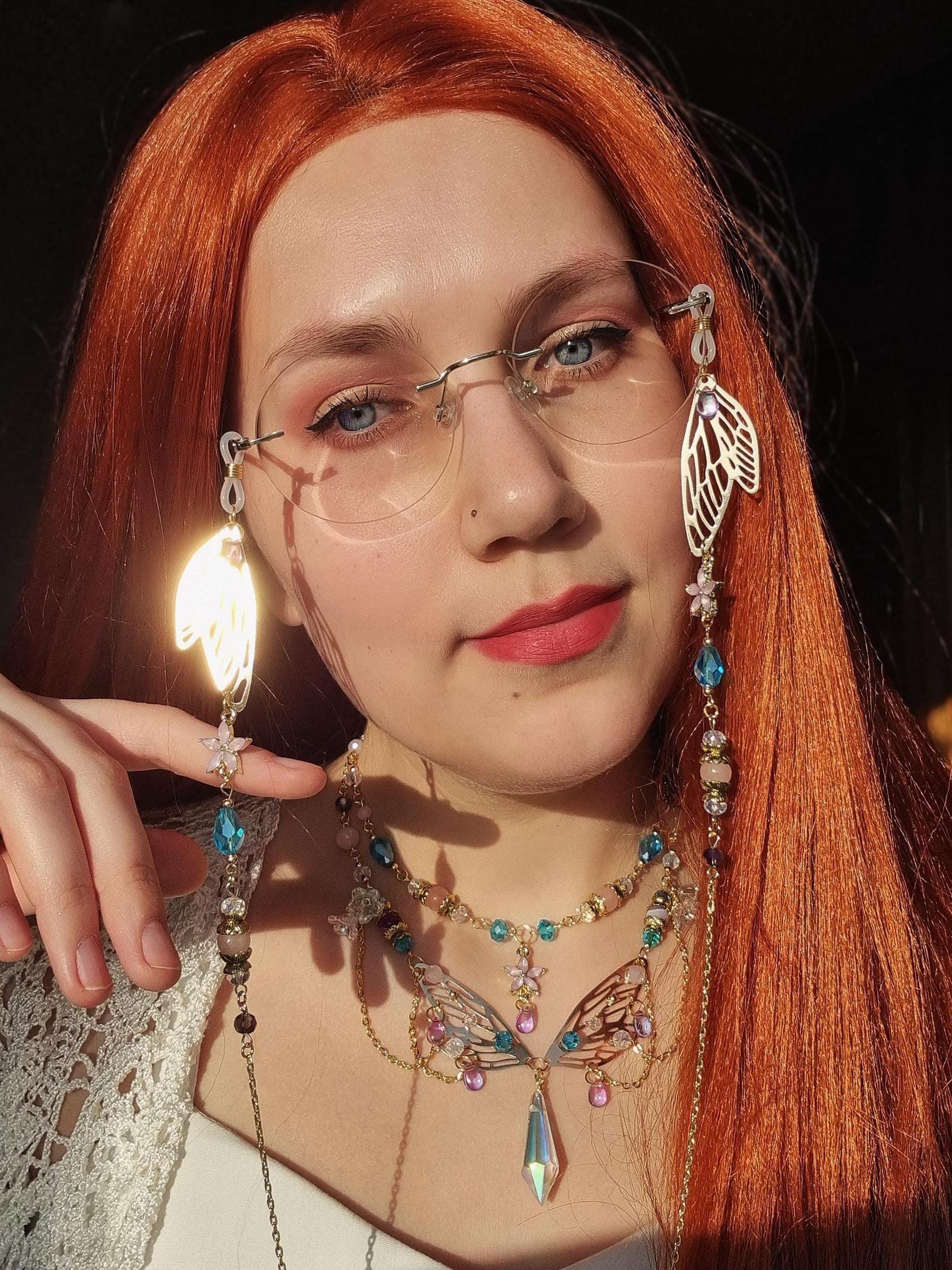 Fairy Wing Pastel Glasses Chain, Floral Eyeglass Holder, Magical