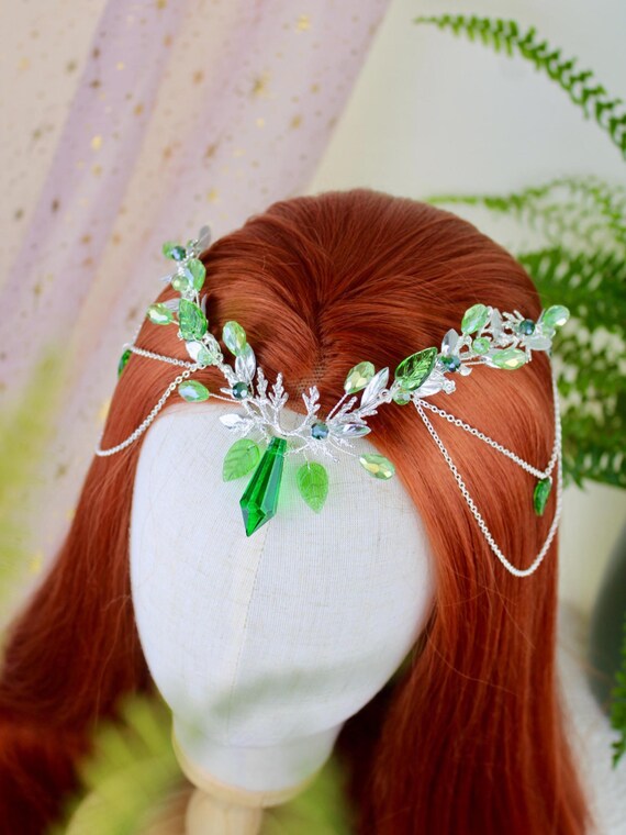 Fairy Flower Leaf Crown Tiara Elf Headpiece Cosplay Headband with Ear Cuffs Amazon.com: Hicarer Fairy Costume Crown Headpiece Elf Ears  main image 2