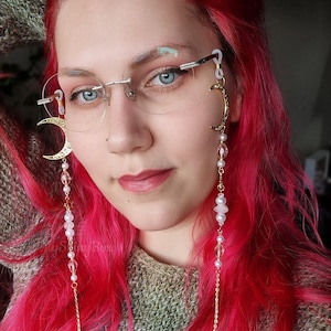 Edelstein Brillenkette, handgefertigte Brillenkette, Brillenkette witchy , Brillenkette Fantasy, Brillenkette Gothic,