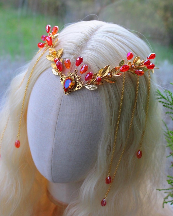 Red Fairy Headband Rhinestone Elf Headpiece for Women Renaissance Costume Amazon.com: CoTeeZa Fairy Circle Elf Crown - Medieval  main image 2