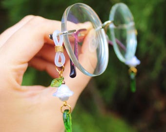 Lily of the Valley Glasses Charms, Fairycore Green Leaf Glasses