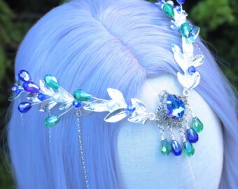Blue Water Element Tiara, Mermaid Crystal Crown, Fantasy  display picture 1