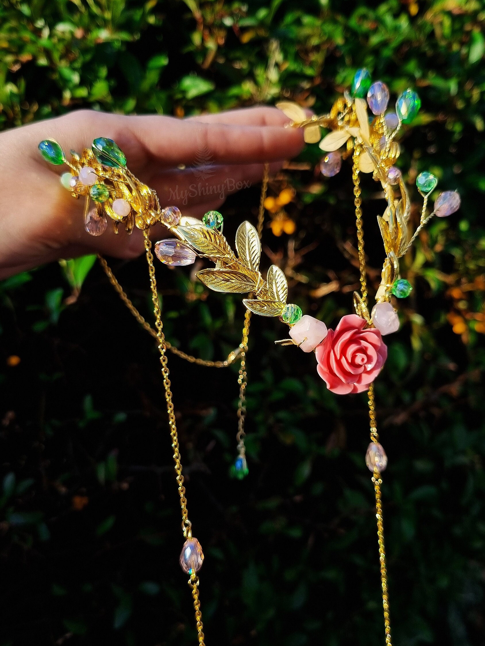 Rose Fairy circlet Crown, Elven Tiara, Elf Headpiece, Fairy Costume Circlet, Fantasy Wedding Crown, Woodland Fairy Tiara, Handcrafted crown