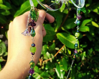 Green and purple gemstone eyeglass chain, handcrafted glasses chain, fantasy glasses chain, fairy glasses holder, witchy gifts