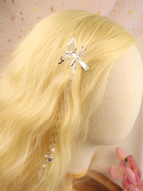 90s Butterfly Hair Clip With Moving Wings in Gold or Silver  display picture 3