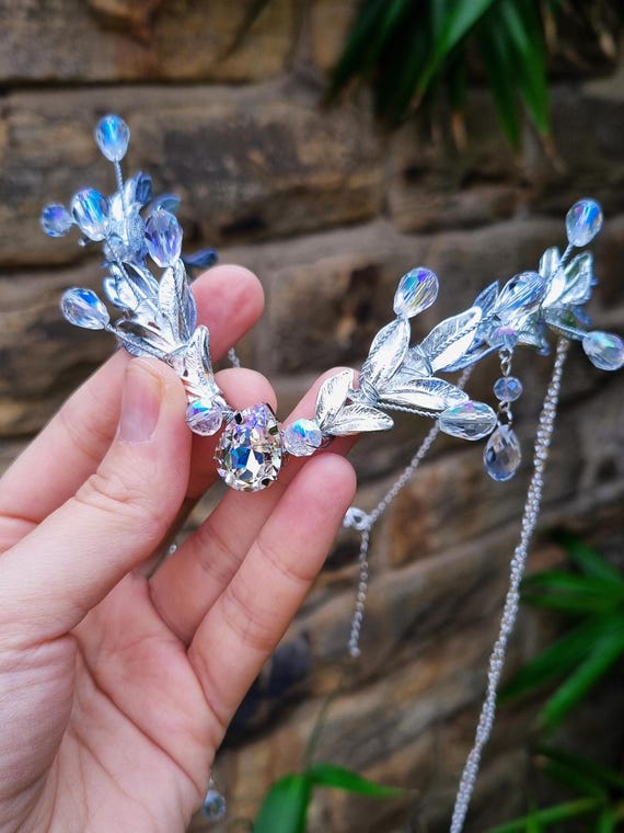 FAIRY PRINCESS COSPLAY CRYSTALS TIARIA VEIL Tinkerbell Tiara, Fairy Crown, Disney Wedding Flower Girl or  main image 2