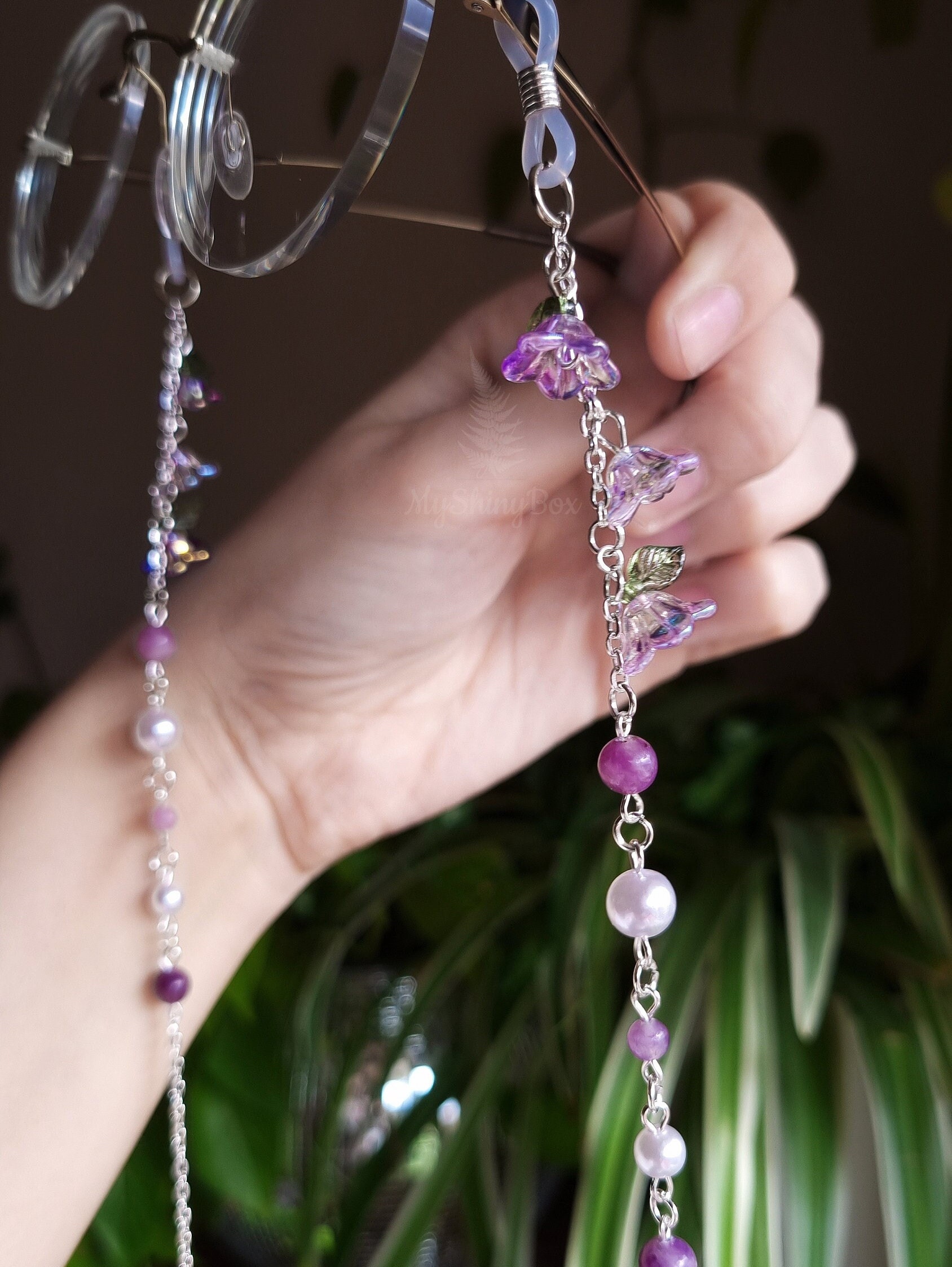 藤の宝石のメガネチェーン、紫の花のメガネチェーン - Etsy 日本
