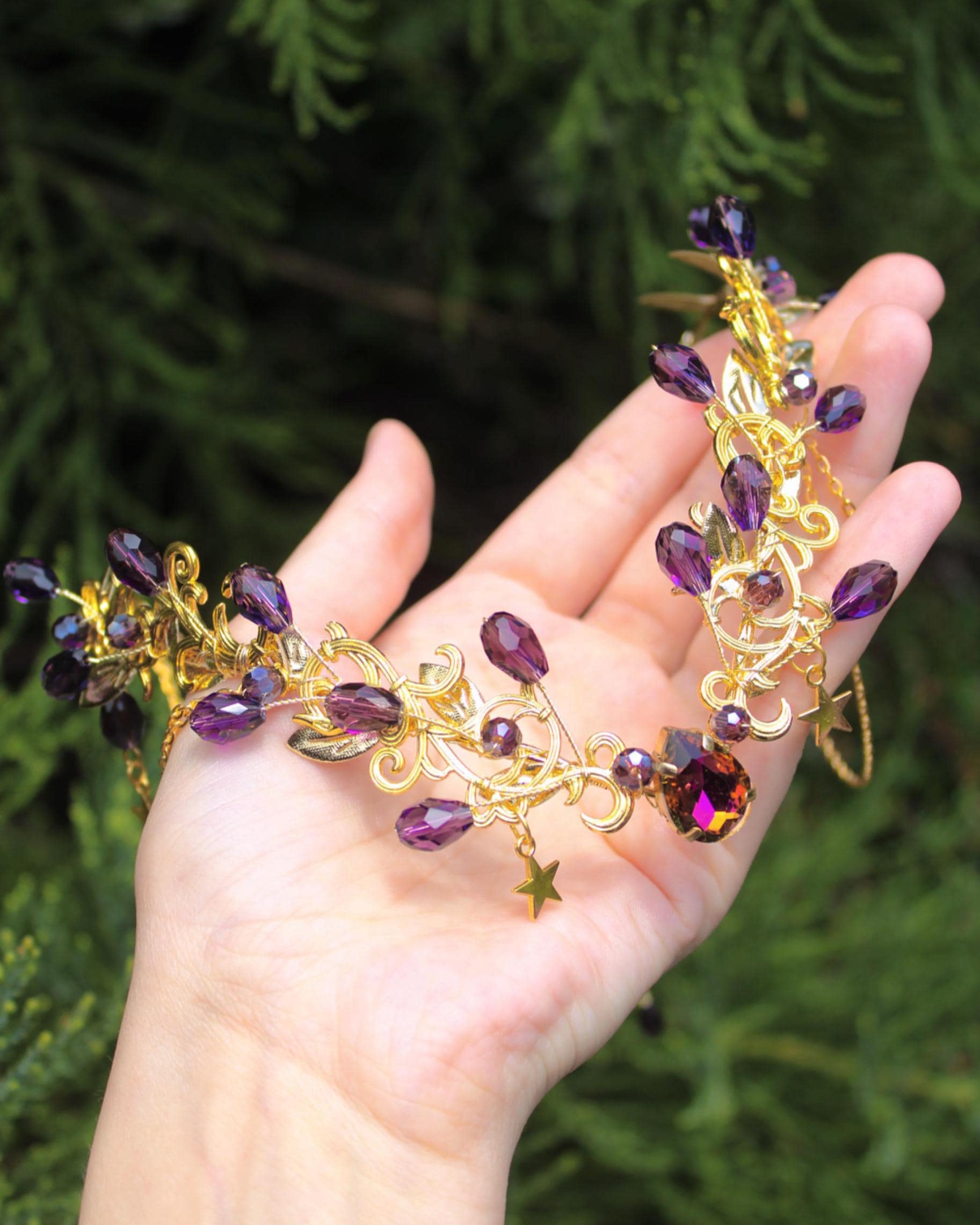Purple Celestial Fairy Tiara, Elf Headpiece, Fairy Costume 