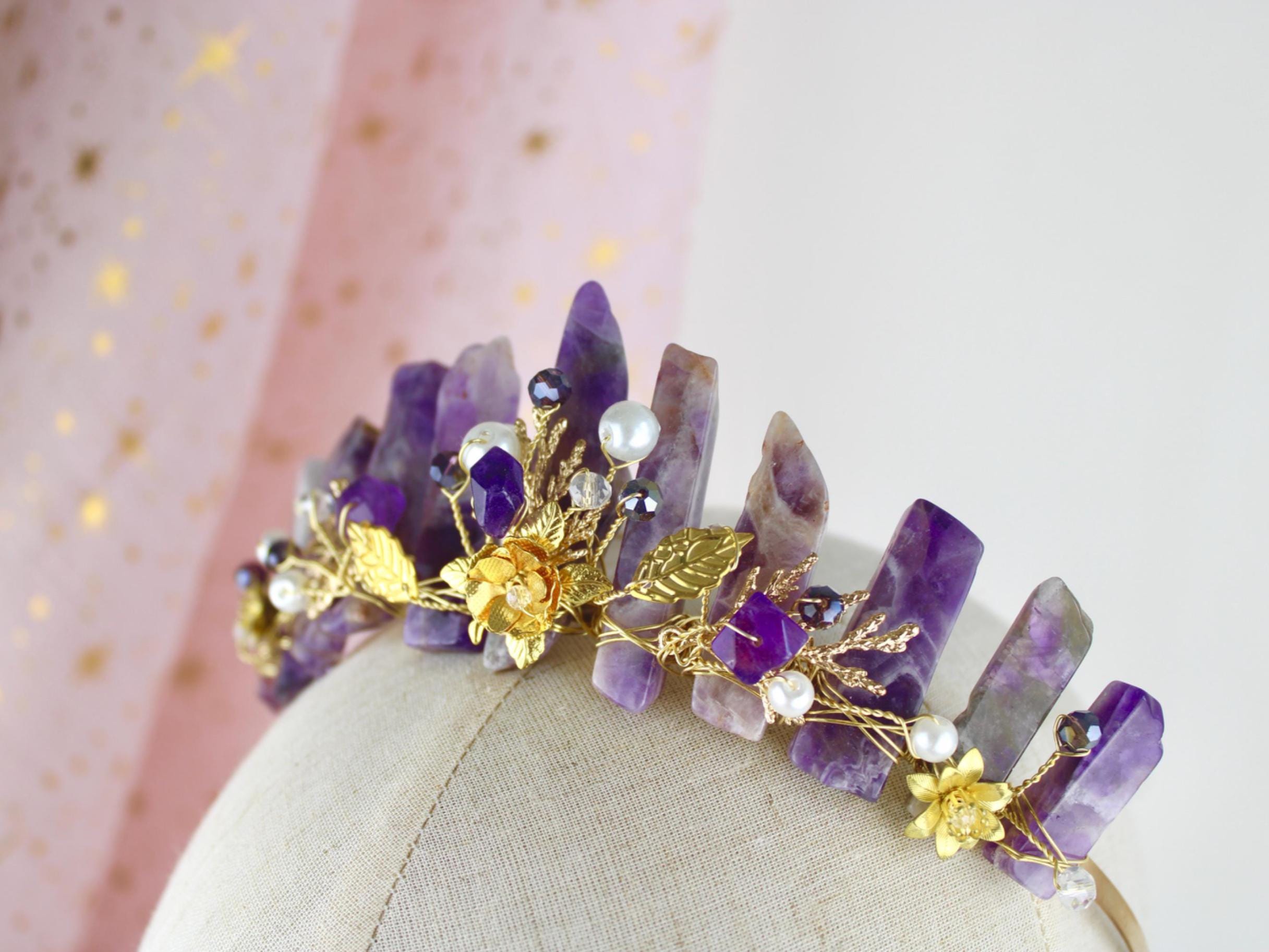 Amethyst Crystal Crown, Bohemian Quartz Bridal Tiara  display picture 1