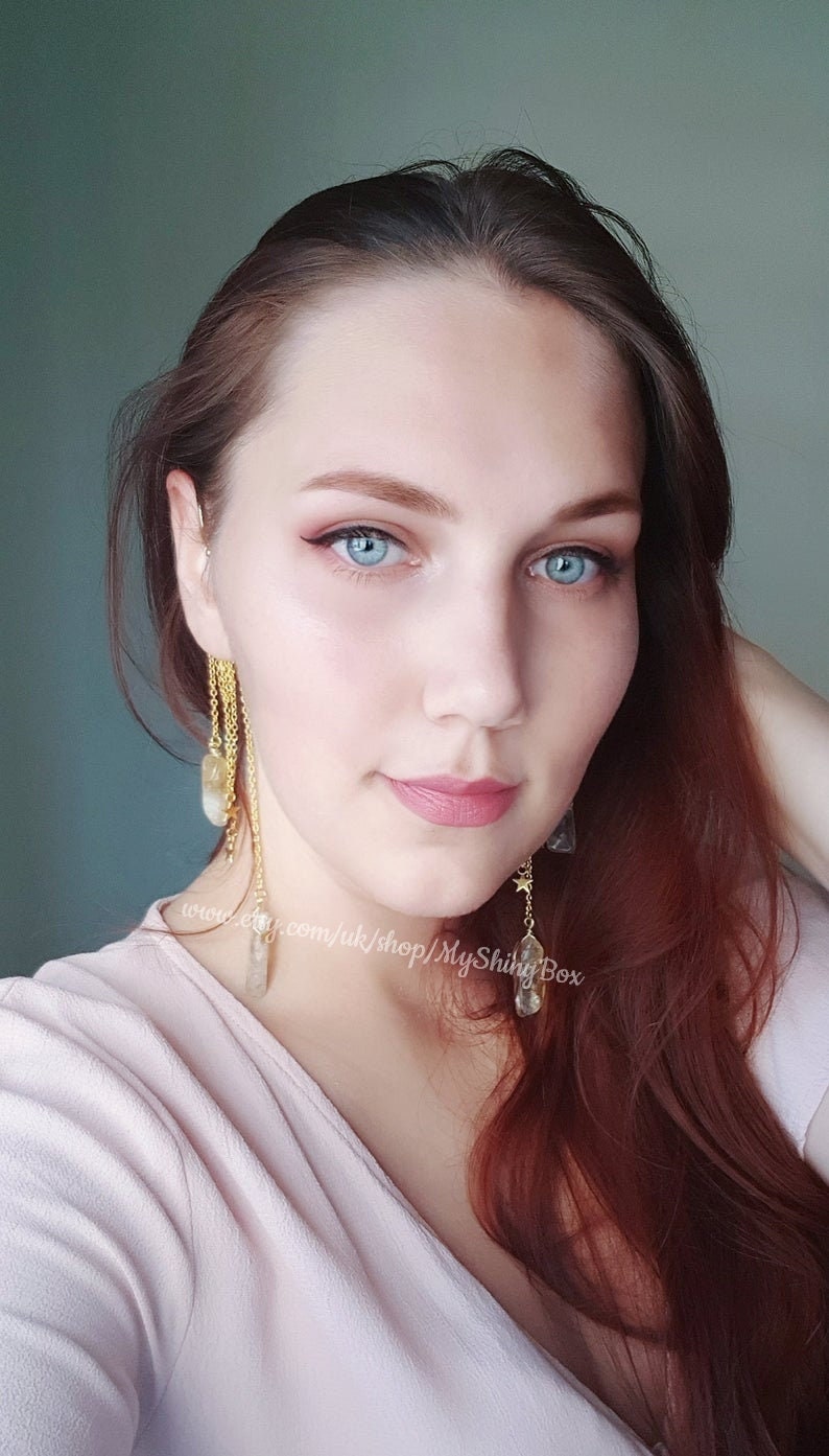 Citrine Quartz Crystal Ear Wrap Cuff No Piercing Earring Etsy