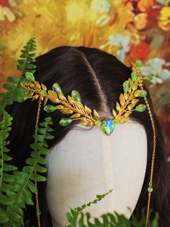 June Bloomy Corona Elfo Fata Rinascimentale – Cerchietto Con Orecchie Da Elfo Verde Per Cosplay E Matrimoni - 3
