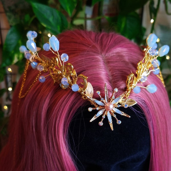 Fairy circlet Crown, Elven Tiara, Elf Headpiece, Fairy Costume Circlet, Fantasy Wedding Crown, Woodland Fairy Tiara, Handcrafted crown