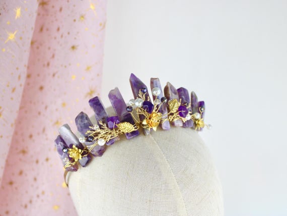 Buy Amethyst Crystal Crown, Bohemian Bridal Tiara, Fantasy  display picture 2