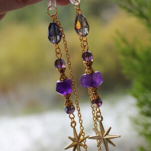 Cosmic Amethyst glasses chain, Purple Celestial eyeglass chain Gold