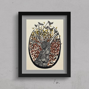 Autumn Flight linocut