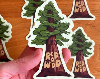 Redwood National Park Stickers | 3.5” x 2” | California Nature Stickers | National Park Sticker | Redwood Tree Art Sticker | Laptop Stickers