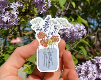 Wildflower Bouquet Sticker | 3" x 2.25" | Wildflower Botanical Art | Flower Art Sticker | Floral Bouquet Sticker | Laptop Stickers