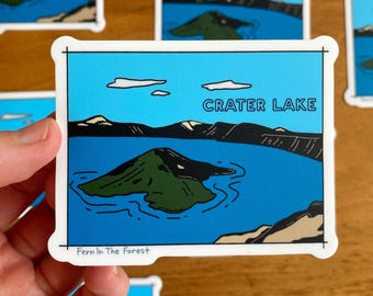 Crater Lake National Park Sticker | 3.25” x 2.5” | Oregon Art Sticker | National Park Sticker | Crater Lake PCT Art Sticker | Laptop Sticker