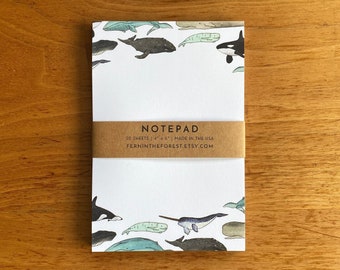 Whale Notepad | Illustrated Whale Notepad | Farmer's Market Pad | To Do List Pad | Market Notepad | Blank Notepad