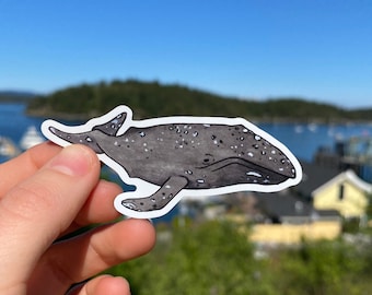 Gray Whale Magnet | 3.25” x 1.5” | Whale Refrigerator Magnets | Watercolor Marine Animal Magnets | Whale Fridge Magnets | Cute Whale Magnets