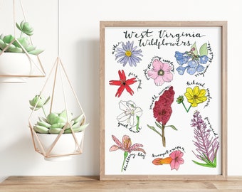 West Virginia Wildflower Print | 8" x 10" Print | West Virginia Wall Art | Watercolor Wildflower Illustrations | Botanical Floral Art Prints