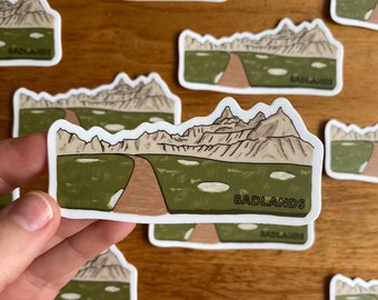 Badlands National Park Stickers | 3.25” x 1.5” | South Dakota Art Stickers | National Park Sticker | Water Bottle Stickers | Laptop Stickers