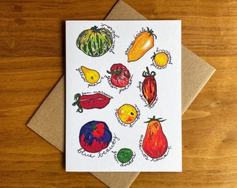 Heirloom Tomato Card | Tomato Greeting Card | Botanical Cards | Nature Greeting Card | 2024 Cards | Gardening Greeting Card | Gardener Gift