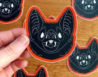 Bat Sticker | 2.5" x 2.75" | Spooky Animal Art | Halloween Bat Sticker | Black Vintage Bat Water Bottle Sticker | Laptop Stickers | Fall Art