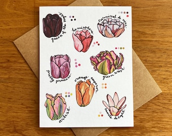 Tulip Art Card | Floral Tulip Greeting Card | Floral Botanical Art | Nature Cards | 2026 Card | Everyday Greeting Cards | Gift for Gardeners