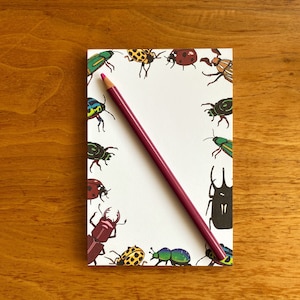 Beetle Notepad Illustrated Bug Notepad Farmer's Market Pads To Do List Pads Beetle Market Notepads Blank Notepads Bug Stationery image 2