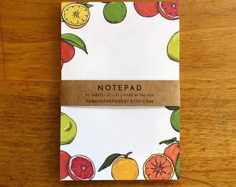 Citrus Notepad | Illustrated Citrus Pad | Farmer's Market Pad | To Do List Pads | Market Notepads | Blank Illustrated Citrus Foodie Notepads