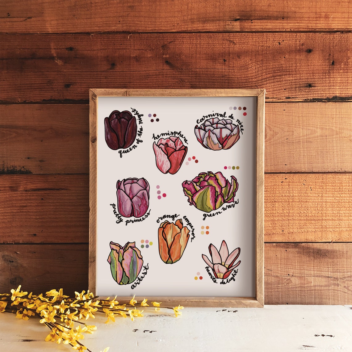 Tulip Illustration Art Print | 8" X 10" Art Print | Tulip Flower Wall ...