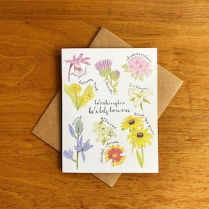 Washington Wildflower Plant Card Floral Washington Greeting Card Botanical Art Nature Cards 2024 Card Everyday Greeting Cards image 1