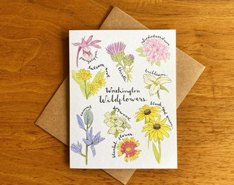 Washington Wildflower Plant Card | Floral Washington Greeting Card | Botanical Art | Nature Cards | 2024 Card | Everyday Greeting Cards