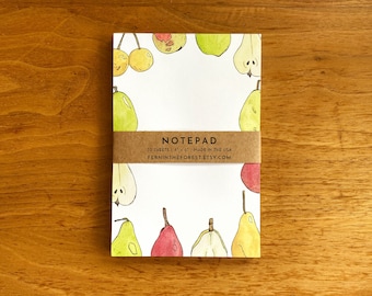 Pear Notepad | Illustrated Pear Notepad | Farmer's Market Pads | To Do List Pads | Fruit Market Notepads | Blank Notepads | Fruit Stationery