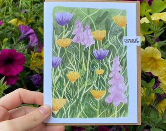Flower Field Greeting Card | Floral Art Card | Floral Botanical Art | Nature Cards | 2026 Card | Everyday Greeting Card | Gift for Gardeners