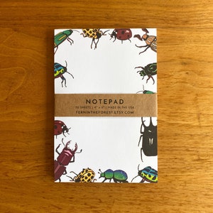 Beetle Notepad Illustrated Bug Notepad Farmer's Market Pads To Do List Pads Beetle Market Notepads Blank Notepads Bug Stationery image 1