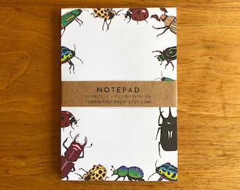 Beetle Notepad | Illustrated Bug Notepad | Farmer's Market Pads | To Do List Pads | Beetle Market Notepads | Blank Notepads | Bug Stationery